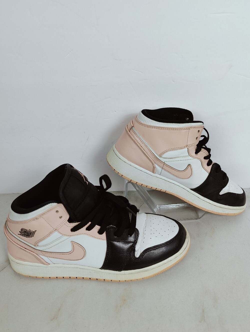 Nike Youth Air Jordan 1 Mid GS Arctic Orange Pink Black Basketball Sneakers, 7Y